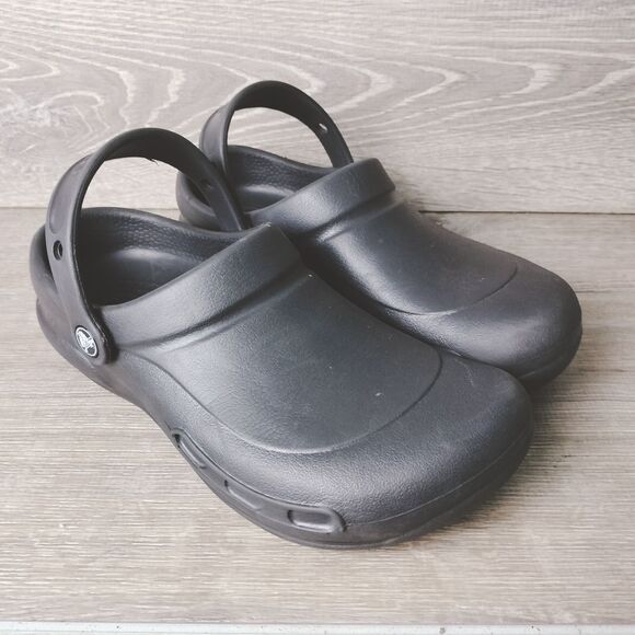 Crocs Clogs Black Bistro Slip Resistant Slip On Work Shoes Sandals Unisex M7 W9 - Picture 1 of 13
